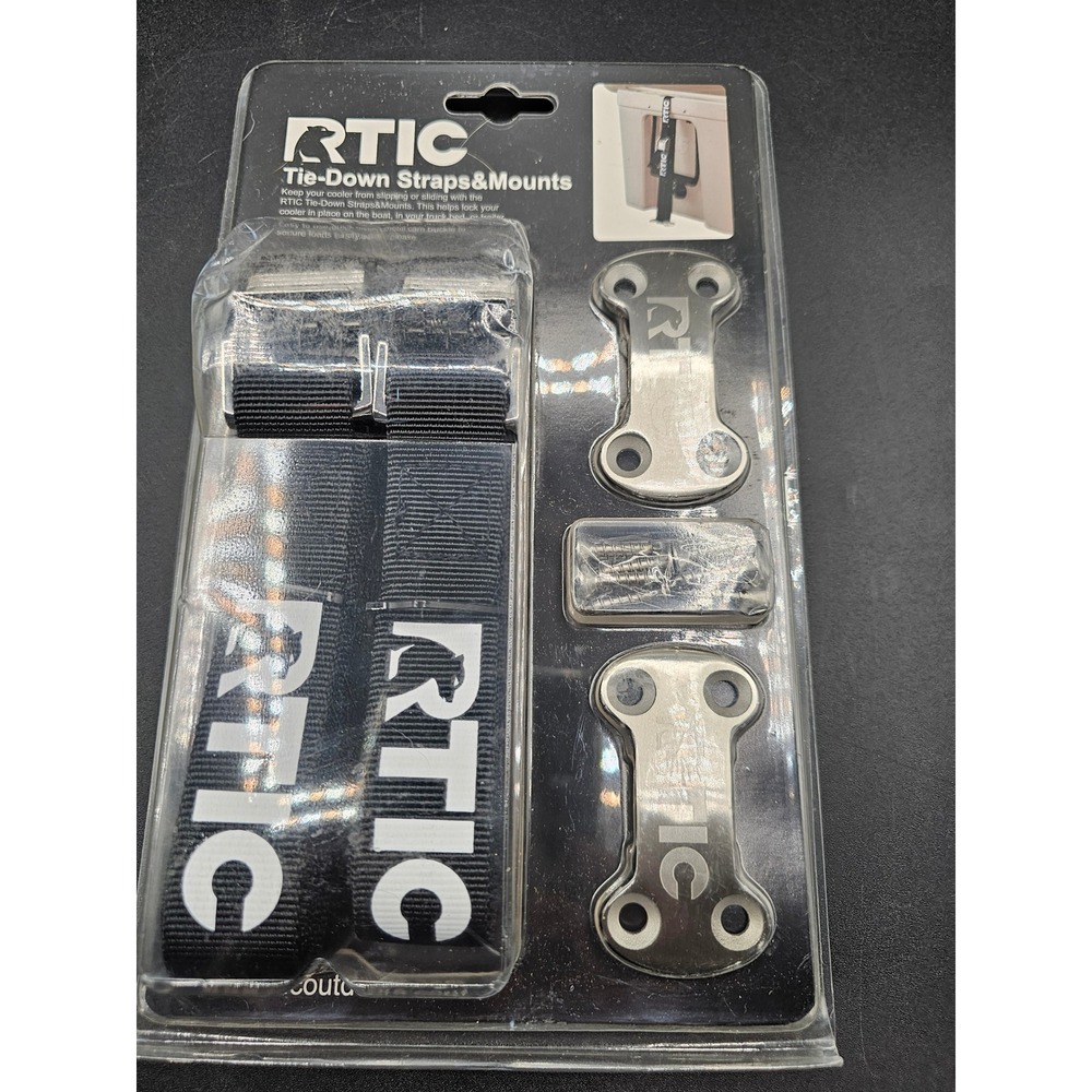 RTIC Tie-Down Straps and Mounts Kit for Coolers Boats Truck Beds Stainless Steel